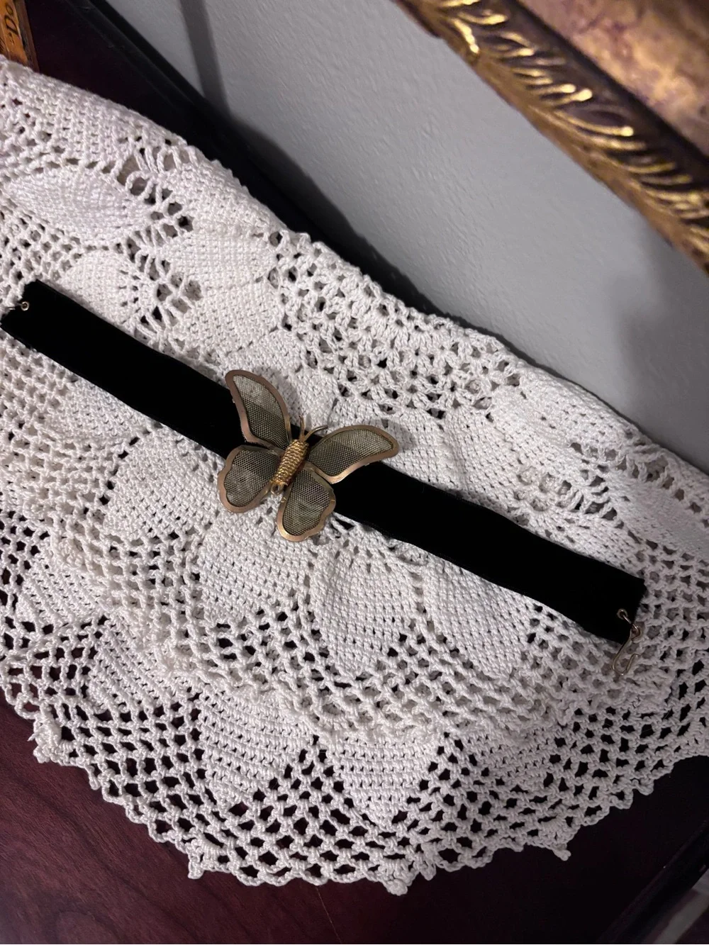 Vintage Gold Butterfly Velvet Choker.